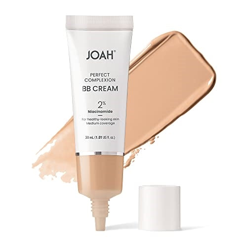 JOAH Perfect Complexion BB Cream with Hyaluronic Acid and Niaciminade, Korean Makeup with Medium Buildable Coverage, Evens Skin Tone, Lightweight, Semi Matte Finish, Tan with Neutral Undertones (Light with Cool Undertones)