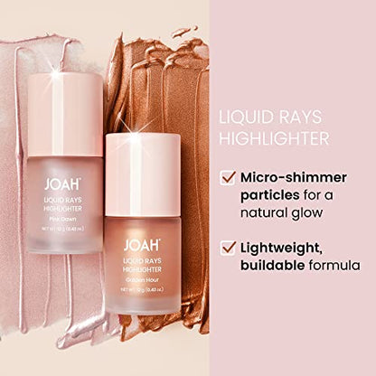 JOAH Liquid Rays Highlighter, Highlight Stick for Face Contour & Shimmer, Glow Illuminator, Korean Makeup, Buildable, Long Lasting, Cruelty Free Formula, Easy Applicator, Golden Hour