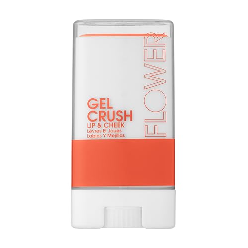 FLOWER BEAUTY By Drew Barrymore Lip & Cheek Gel Crush - Cream Blush and Lips Tint in One Portable Multistick - Hydrating Burst of Color - (Citrus Crush)
