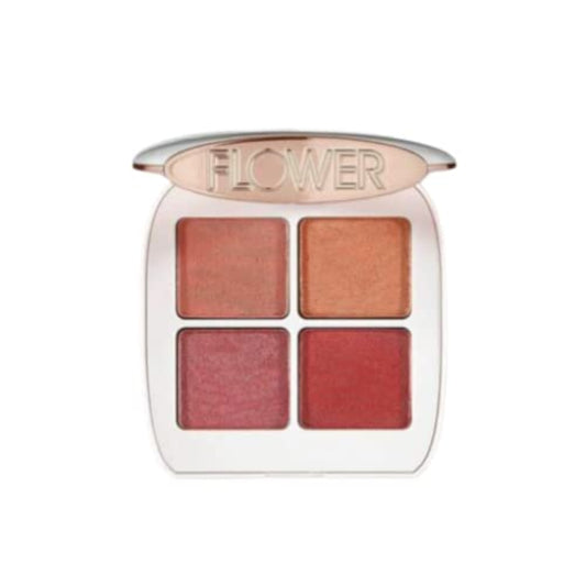 FLOWER Beauty Petal Play Eyeshadow Palette- Travel-Size + Everyday Use - Four Neutral Shades + Perfect For On-The-Go - Matte + Shimmer - Cruelty-Free + Vegan (Berry More)