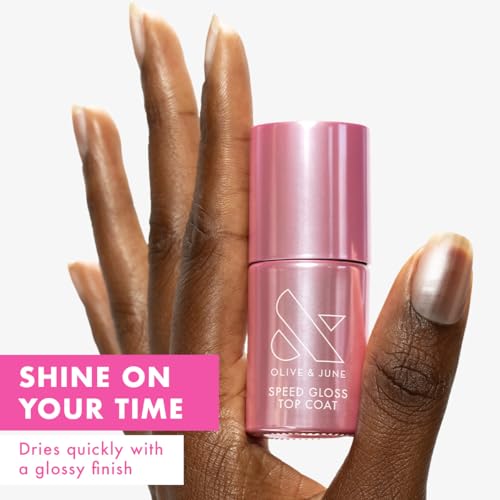Olive & June Quick Dry Nail Polish | Instant, Fast-Drying, Smudgeproof Color | 15-free, Vegan Cruelty-Free Formula | Lasts up to 7 Days | Salon-Quality Manicure, Pedicure at Home | Speed Gloss Topcoat