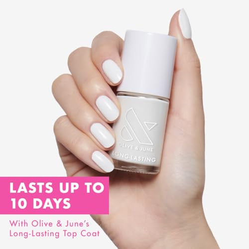 Olive & June Long Lasting Nail Polish | Plump, Gel-Like Finish No Lamp Needed | Lasts up to 10 days | Salon-Quality Color at Home | 15-Free, Vegan & Cruelty-Free Chip-Resistant Shine | HD Crisp White