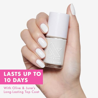 Olive & June Long Lasting Nail Polish | Plump, Gel-Like Finish No Lamp Needed | Lasts up to 10 days | Salon-Quality Color at Home | 15-Free, Vegan & Cruelty-Free Chip-Resistant Shine | HD Crisp White