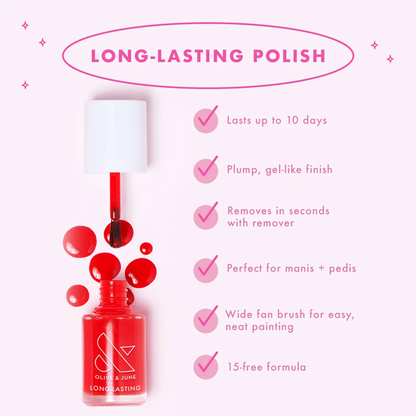 Olive & June Long Lasting Nail Polish | Plump, Gel-Like Finish No Lamp Needed | Lasts up to 10 days | Salon-Quality at Home | 15-Free, Vegan Cruelty-Free Chip-Resistant | Hot Strawberry