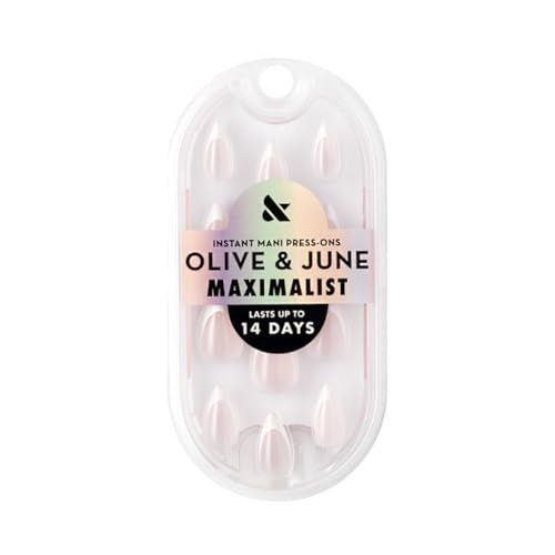Olive & June Mani Maximalist Instant Press-On Nails | (Glue) Medium Stiletto | 42 Fake Nails 21 Sizes | Non-Toxic, Long-Lasting Big, Bold Gorgeous Realistic Look | Salon-Quality at Home | Sharp French