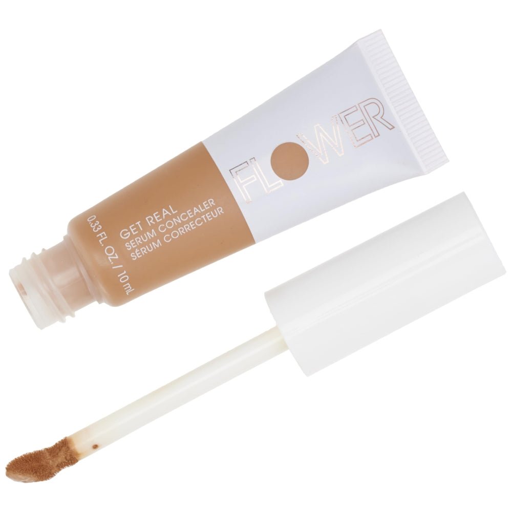 FLOWER BEAUTY By Drew Barrymore Get Real Serum Concealer - Brightens Skin + Blurs Blemishes - Hydrating Serum- Light
