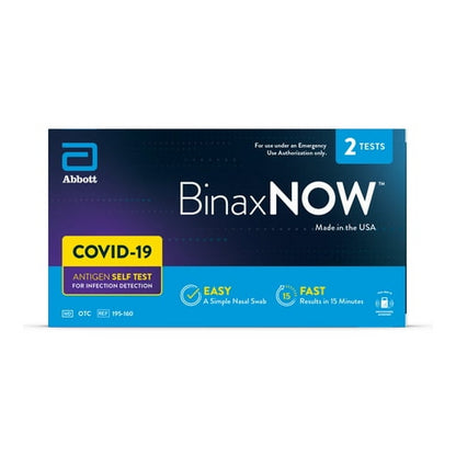 BinaxNOW COVID‐19 Antigen Self Test, 1 Pack, Double, 2-count, At Home COVID-19 Test, 2 Tests