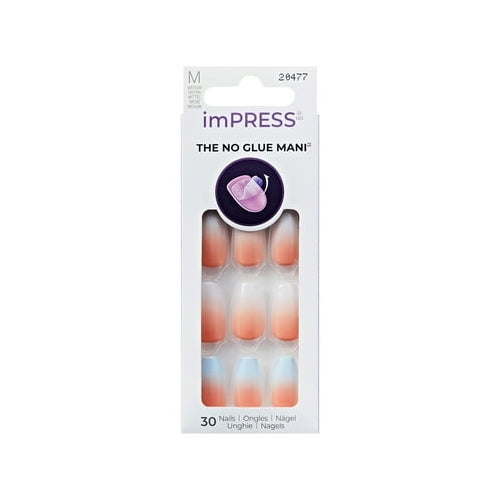 KISS imPRESS Design Press on Nails, Soiree, Multicolor, Medium Coffin, 30 Count