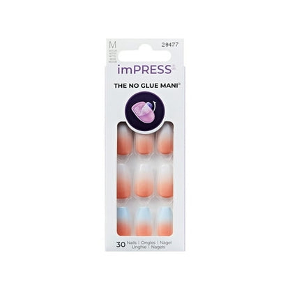 KISS imPRESS Design Press on Nails, Soiree, Multicolor, Medium Coffin, 30 Count