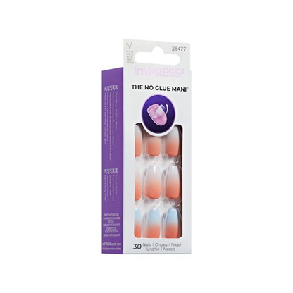 KISS imPRESS Design Press on Nails, Soiree, Multicolor, Medium Coffin, 30 Count