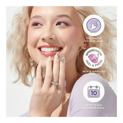 KISS imPRESS Design Press on Nails, Soiree, Multicolor, Medium Coffin, 30 Count