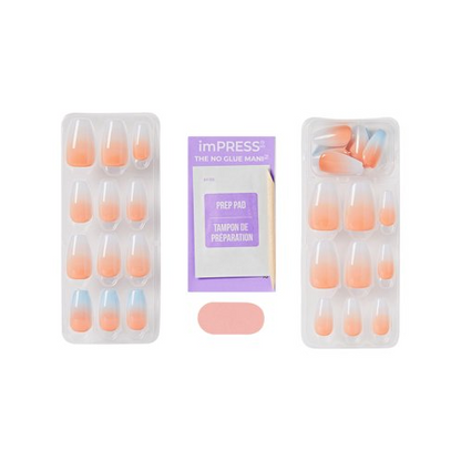 KISS imPRESS Design Press on Nails, Soiree, Multicolor, Medium Coffin, 30 Count