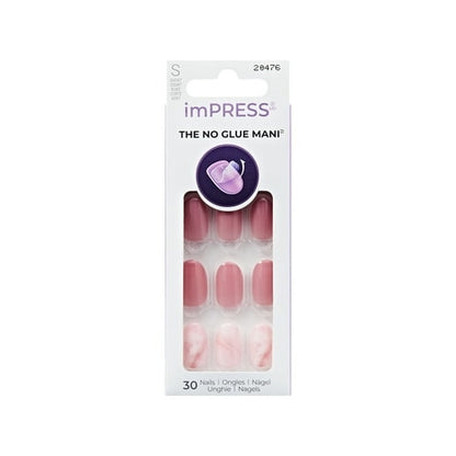 KISS imPRESS Design Press on Nails, Magic Hour, Pink, Short Oval, 30 Count