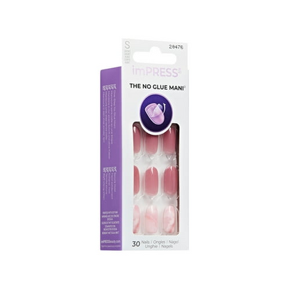 KISS imPRESS Design Press on Nails, Magic Hour, Pink, Short Oval, 30 Count