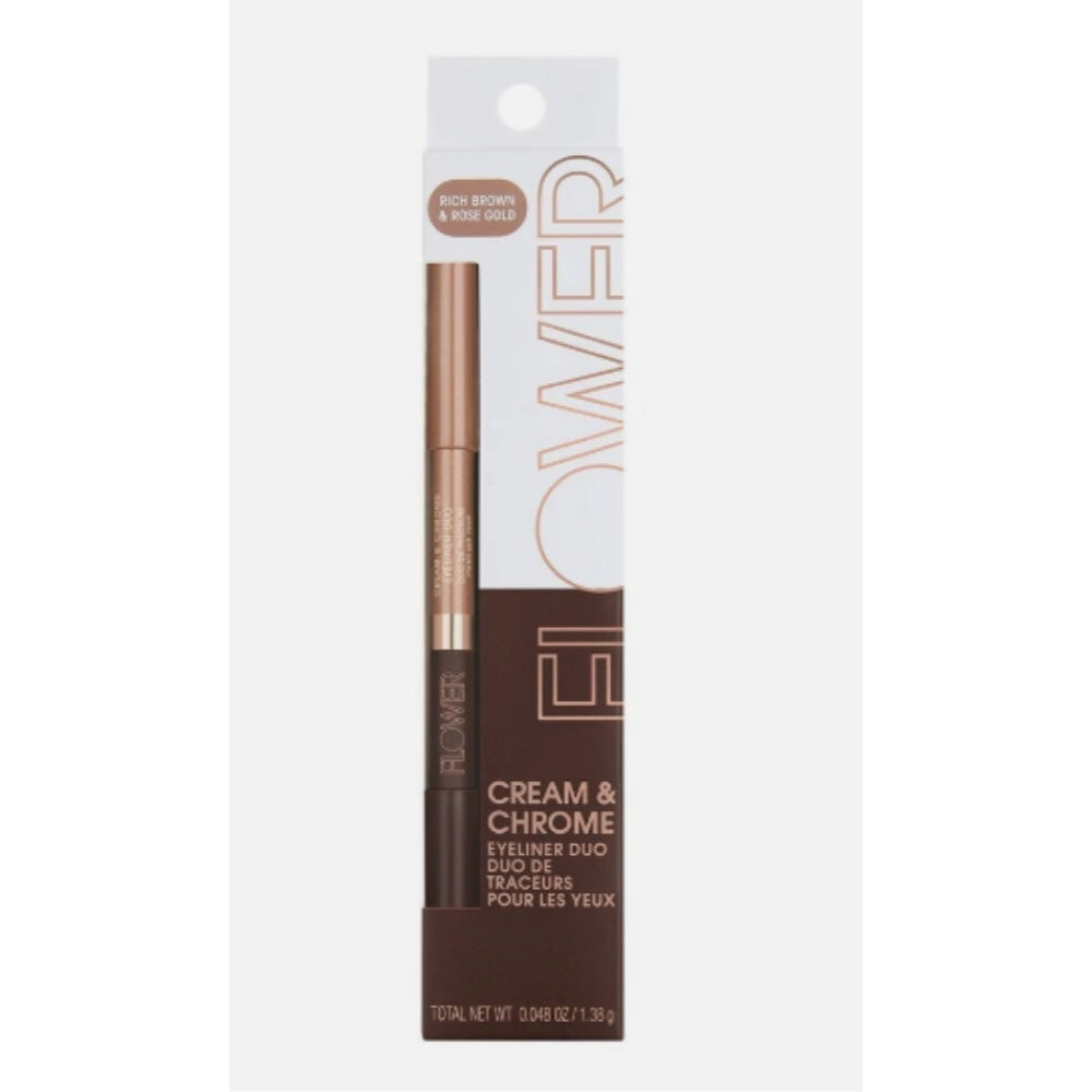 FLOWER Beauty by Drew FLOWER Beauty Cream & Chrome 2-in-1 Eyeliner, Rich Brown & Rose Gold