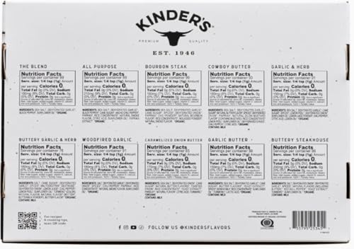 Kinder’s Organic The Flavor Rack Seasoning Set | 12 Premium Signature Blends | No MSG, No Artificial Flavors | 38.8 oz Value Pack