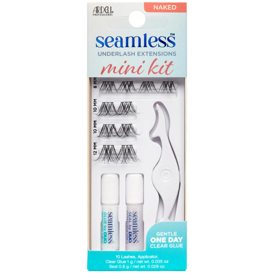 Ardell Seamless Cluster Eyelash Extensions Mini Kit Naked Lashes – DIY Lash Extension Kit with Applicator, Glue & Seal, Natural Cluster Lashes, 10 Lash Clusters, 1 Pack