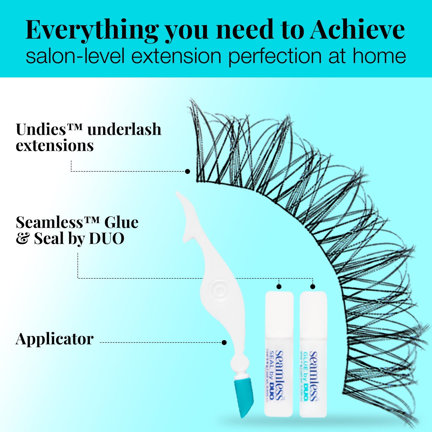 Ardell Seamless Cluster Eyelash Extensions Mini Kit Naked Lashes – DIY Lash Extension Kit with Applicator, Glue & Seal, Natural Cluster Lashes, 10 Lash Clusters, 1 Pack