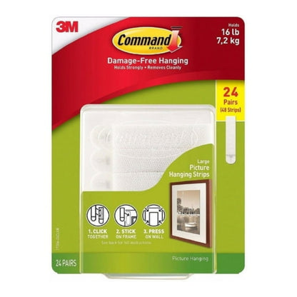 Command Picture & Frame Large Hanging Strips - 24 Pairs