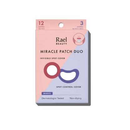 Rael Beauty Travel Size Miracle Patch Duo, Invisible Spot Control Cover, 12 - Size 12mm / 3 - Size 31 mm