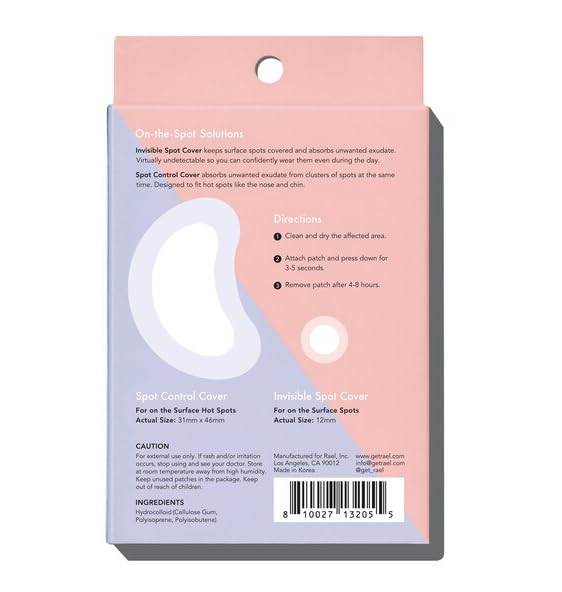 Rael Beauty Travel Size Miracle Patch Duo, Invisible Spot Control Cover, 12 - Size 12mm / 3 - Size 31 mm