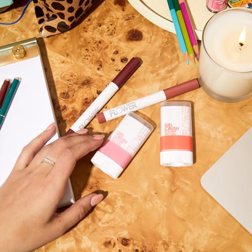 FLOWER BEAUTY By Drew Barrymore Scribble Stick Lip Liner + Eyeliner - Smooth Application + Blendable - 2-in-1 Lip + Eye Liner (Tickle Me Pink)