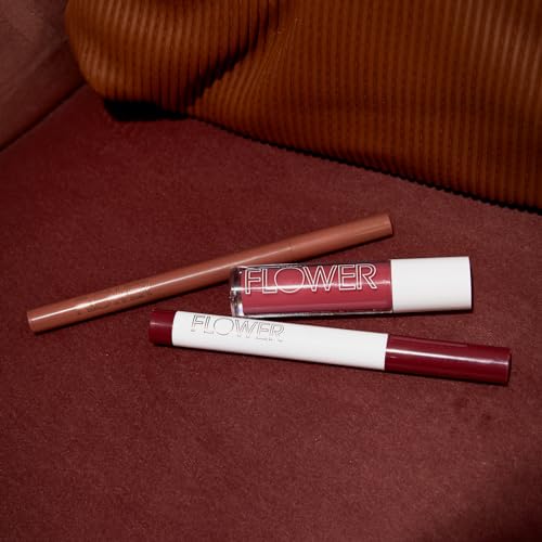FLOWER BEAUTY By Drew Barrymore Scribble Stick Lip Liner + Eyeliner - Smooth Application + Blendable - 2-in-1 Lip + Eye Liner (Tickle Me Pink)