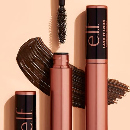 e.l.f. Lash It Loud Mascara, Volumizing Formula for Mega Volume Lashes, Creates Fuller & Bolder Eyelashes, Intensely Pigmented, Deep Brown, 0.23 Oz