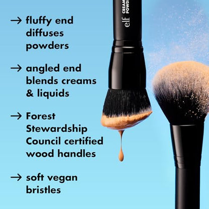 e.l.f. Powder Brush, Versatile Makeup Brush For Powder, Blush & Bronzer, Creates A Sculpted Look, Made With Synthetic Bristles, Vegan & Cruelty-Free