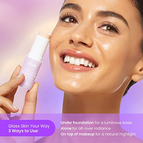 JOAH Crystal Glow Tinted Luminizer Stick, Multitasking Korean Makeup Highlighter and Bronzer Stick, Customizable Formula for a Natural Glow, Peptide Infused, Very Fair with Neutral Undertones