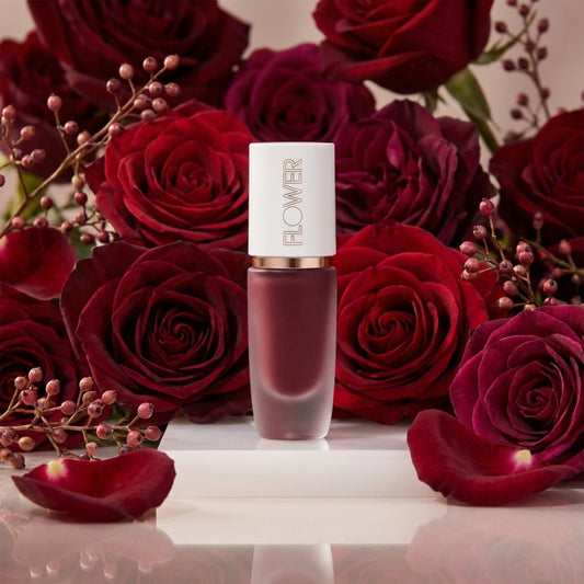 FLOWER BEAUTY By Drew Barrymore Perfect Pout Lip Color - Soft Matte Finish - Liquid Lipstick - Comfortable + Lightweight Feel (Garnet)