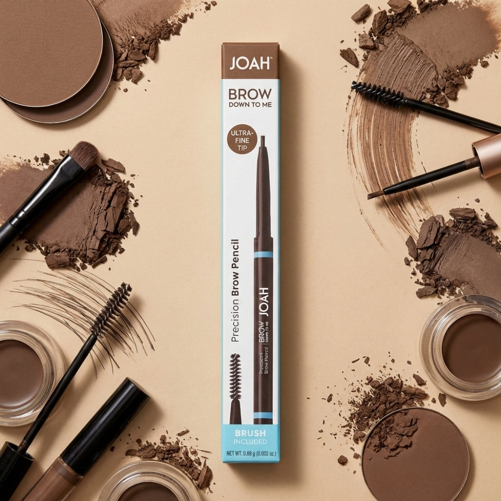 JOAH Dual-Ended Eyebrow Pencil - Brow Down To Me Ultra-FIne Tip Precision Brow Pencil with Built-In Spoolie Brush for Flawless Brows, Smudge-Proof, Water-Resistant, Medium Brown