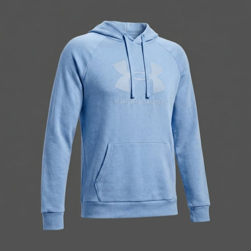 Under Armour Hoodie Mens Rival Fleece Pullover 1379758 Logo Blue - Size XL