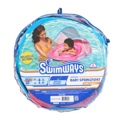 Swimways Sun Canopy Spring Float with Hyper-Flate Valve Pool Lounger