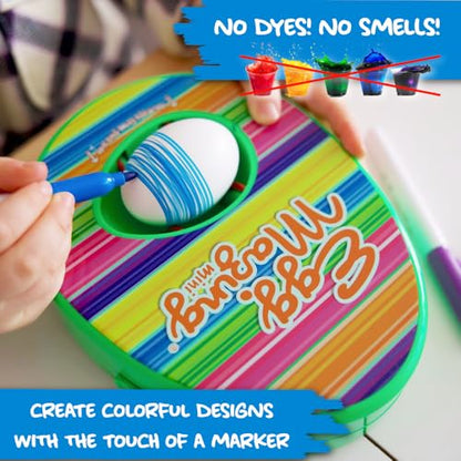 The EggMazing Easter Egg Mini Decorator Kit Arts and Crafts Set - Includes Egg Decorating Spinner and 6 Markers - Ages 3 and Up [Packaging May Vary]