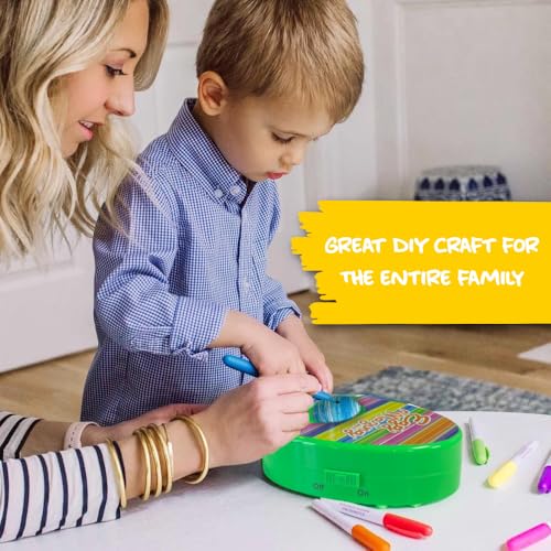 The EggMazing Easter Egg Mini Decorator Kit Arts and Crafts Set - Includes Egg Decorating Spinner and 6 Markers - Ages 3 and Up [Packaging May Vary]