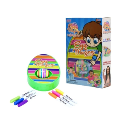 The EggMazing Easter Egg Mini Decorator Kit Arts and Crafts Set - Includes Egg Decorating Spinner and 6 Markers - Ages 3 and Up [Packaging May Vary]