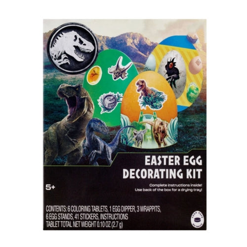 Jurassic World Dinosaur Easter Egg Decorating Kit - 6 Coloring Tablets, 1 Wgg Dipper, 3 Wrappits, 6 Egg Stands, 42 Stickers