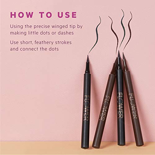 FLOWER BEAUTY By Drew Barrymore Forever Wear Winged Eyeliner - Long-Lasting + Smudge-Proof - Liquid Eyeliner + Winged Applicator (All-Nighter)