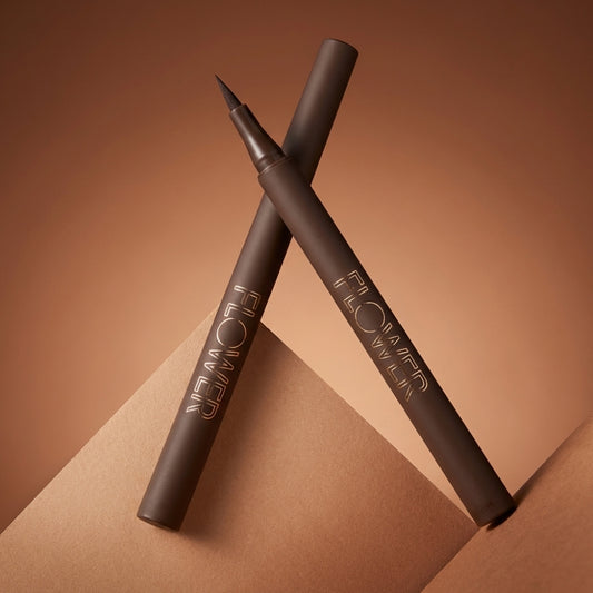 FLOWER BEAUTY By Drew Barrymore Forever Wear Winged Eyeliner - Long-Lasting + Smudge-Proof - Liquid Eyeliner + Winged Applicator (Dark + Stormy)