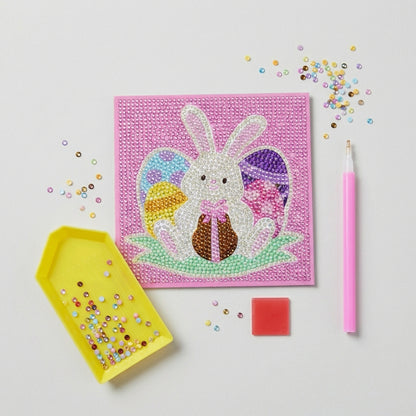 Cottondale Diamond Activity Gem Art Kit Easter Bunny DIY Craft Set For Kids 6+, 1 Scene, 1 Stylus, 1 Wax Square, 1 Tray & 13 Gem Packs
