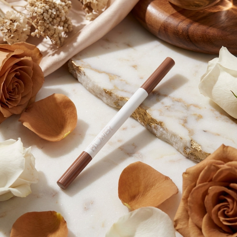 FLOWER BEAUTY By Drew Barrymore Microbrow Eyebrow Pencil - Skinny + Precise Lines - Hair-Like + Natural Finish - Built-In Brush - Auburn
