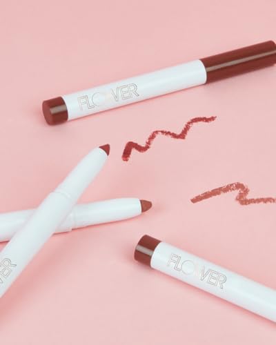 FLOWER BEAUTY Scribble Stick Lip Liner + Eyeliner - Smooth Application + Blendable - 2-in-1 Lip + Eye Liner (Mauvelous)