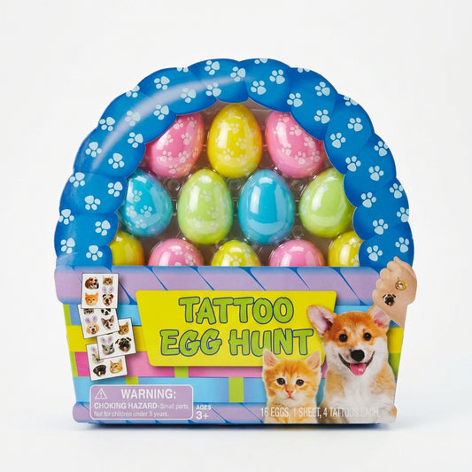 Tattoo Egg Hunt 16 Prefilled Easter Eggs Puppy Kitten Cat Dog Tattoos Ages 3+