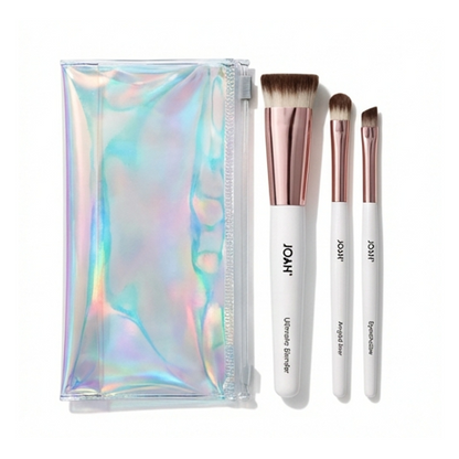 JOAH Take Me with You Brush Kit 4pc Travel Makeup Brushes With Holographic Case
