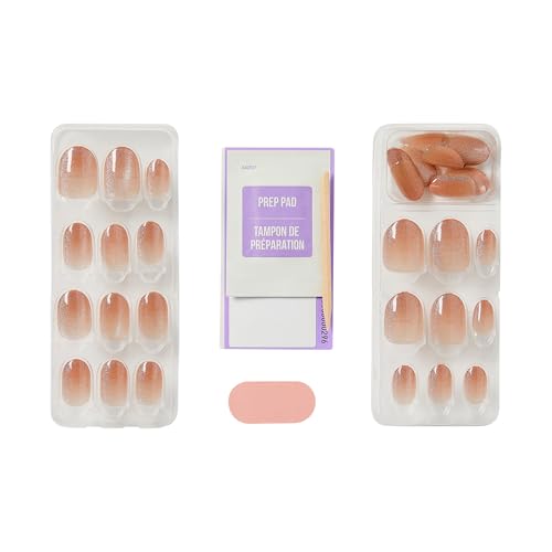 KISS imPRESS Press On Nails, ‘My Go To’, Magnetic, Short Oval, No Glue Needed, Up to 10-Day Hold, Chip-Resistant, Easy Peel & Press, Includes 30 Fake Nails, Prep Pad, Mini Nail File & Manicure Stick