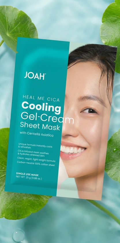 JOAH Heal Me Cica Cooling Gel-Cream Sheet Mask Centella Asiatica Vegan 2 Pack