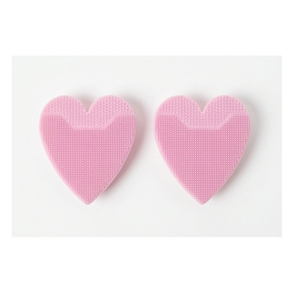 Skip The Spa Silicone Face Exfoliators Heart Shaped Scrubbers 2-Pack Pink and Purple