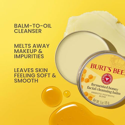 Burt's Bees Fermented Honey Facial Cleansing Balm, With Prebiotic and Postbiotic Blend, Contains Fermented Honey and Green Tea, Natural Origin Skin Care, 1 Tin, 3 oz.