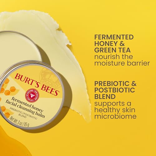 Burt's Bees Fermented Honey Facial Cleansing Balm, With Prebiotic and Postbiotic Blend, Contains Fermented Honey and Green Tea, Natural Origin Skin Care, 1 Tin, 3 oz.